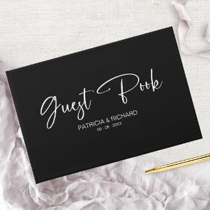 Libro De Visitas Boda en blanco y negro con caligrafía moderna