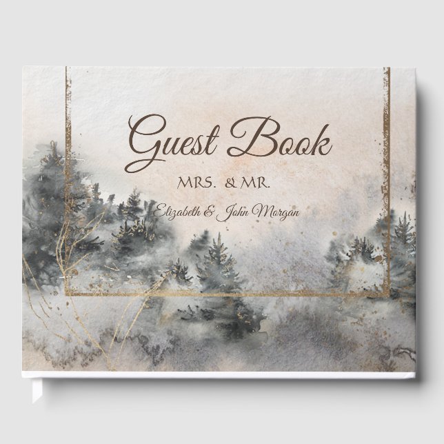 Libro De Visitas Boda en bosque arbolado (Anverso)