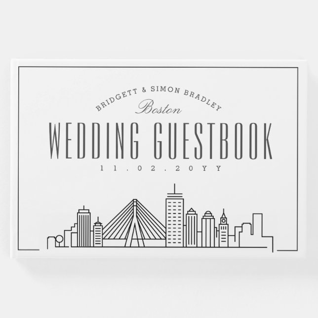 Libro De Visitas Boda en Boston | Moderno Horizonte Deco (Anverso)