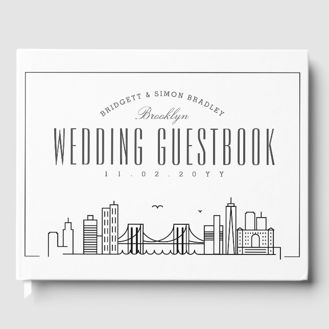 Libro De Visitas Boda En Brooklyn | Esquina moderna de Deco (Anverso)