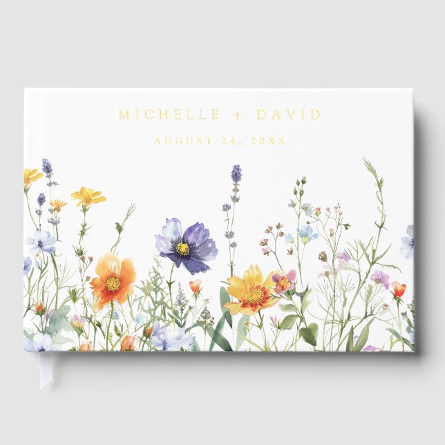 Libro De Visitas Boda en campo de flores silvestres (Anverso)