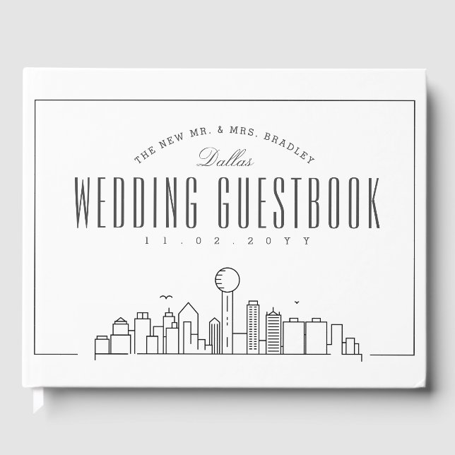 Libro De Visitas Boda En Dallas | Esquina moderna de Deco (Anverso)