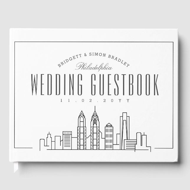 Libro De Visitas Boda En Filadelfia | Esquina moderna de Deco (Anverso)