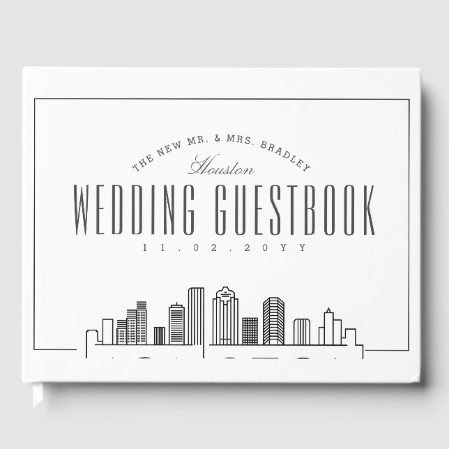 Libro De Visitas Boda En Houston | Esquina moderna de Deco (Anverso)