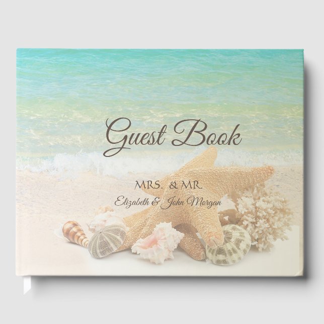Libro De Visitas Boda en la Playa Conchas Marinas (Anverso)
