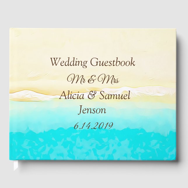 Libro De Visitas Boda en la playa de arena de Ocean Shore (Anverso)