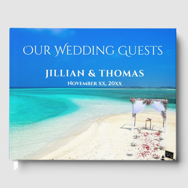 Libro De Visitas Boda en la playa de destino  (Anverso)