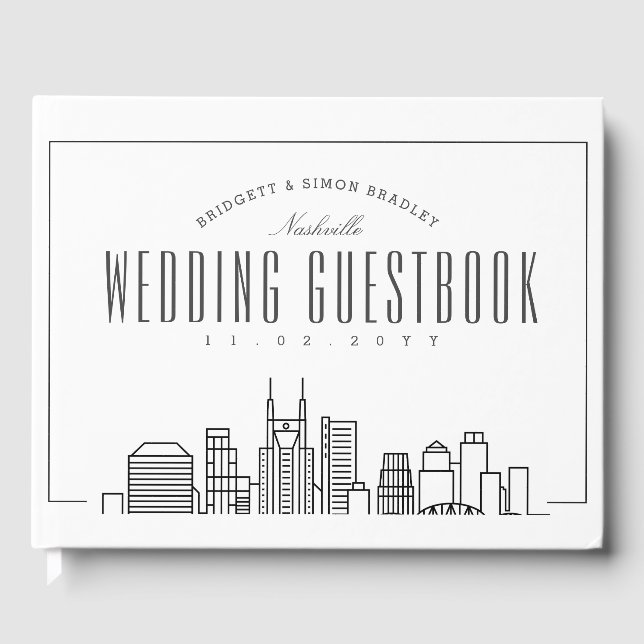 Libro De Visitas Boda En Nashville | Esquina moderna de Deco (Anverso)