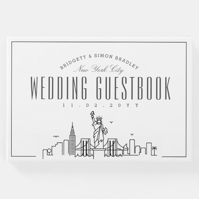 Libro De Visitas Boda En Nueva York | Esquina moderna de Deco (Anverso)