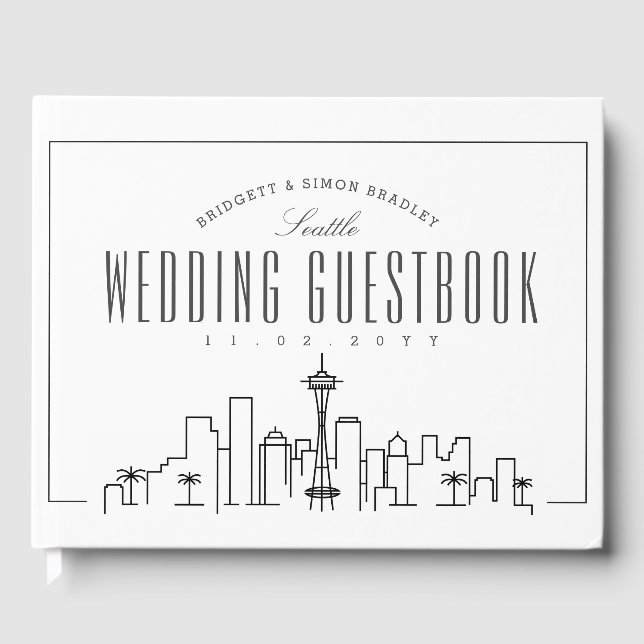 Libro De Visitas Boda En Seattle | Esquina moderna de Deco (Anverso)