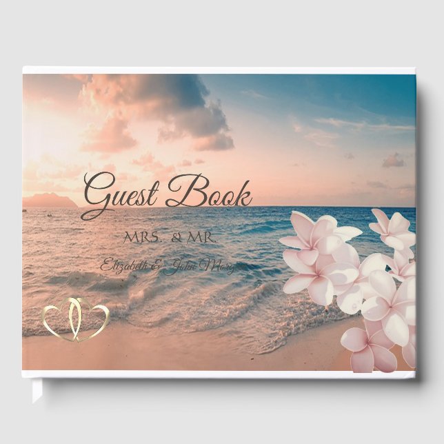 Libro De Visitas Boda en Sunset Beach, Plumeria (Anverso)
