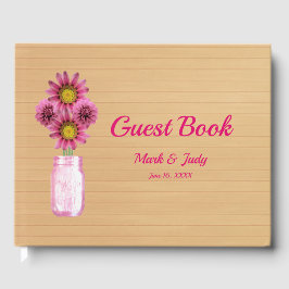 Libro De Visitas Boda en tarro de Mason floral rosa rústico ligero