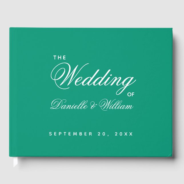 Libro De Visitas Boda Esmeralda Verde Simple Escritura (Anverso)