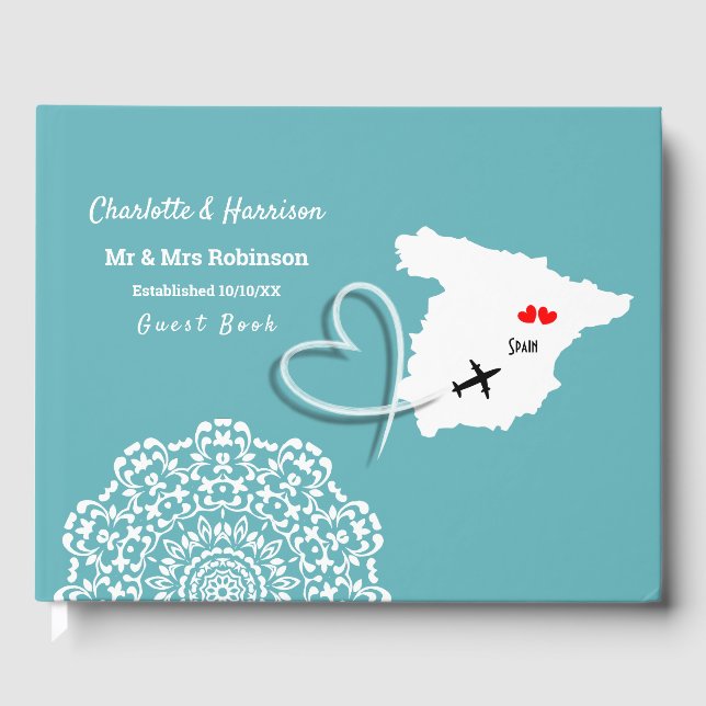Libro De Visitas Boda español continental de destino (Anverso)