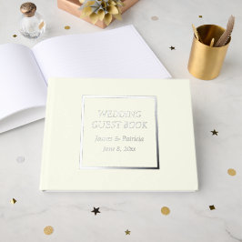 Libro De Visitas Boda Estilizada Simple de Color Marfil