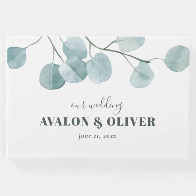 Libro De Visitas Boda Eucalyptus del dólar plateado (Anverso)