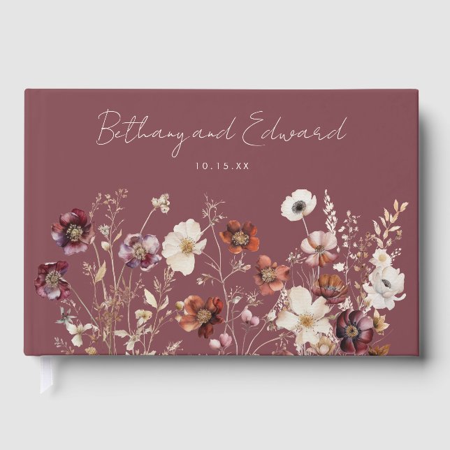 Libro De Visitas Boda Fall Wildflower Mauve (Anverso)