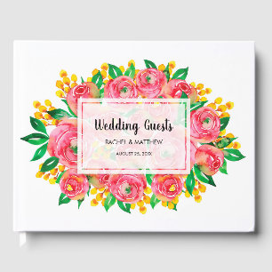 Libro De Visitas Boda floral acuarela