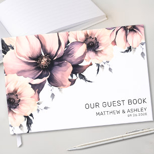 Libro De Visitas Boda floral acuarela boho rosa pálido
