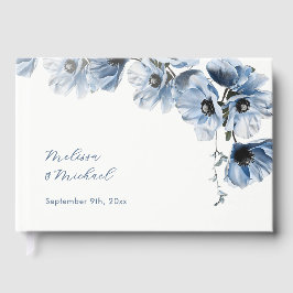 Libro De Visitas Boda floral artística azul