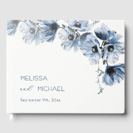 Libro De Visitas Boda floral artística azul