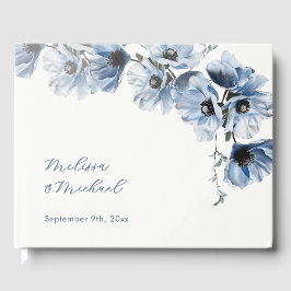 Libro De Visitas Boda floral artística azul