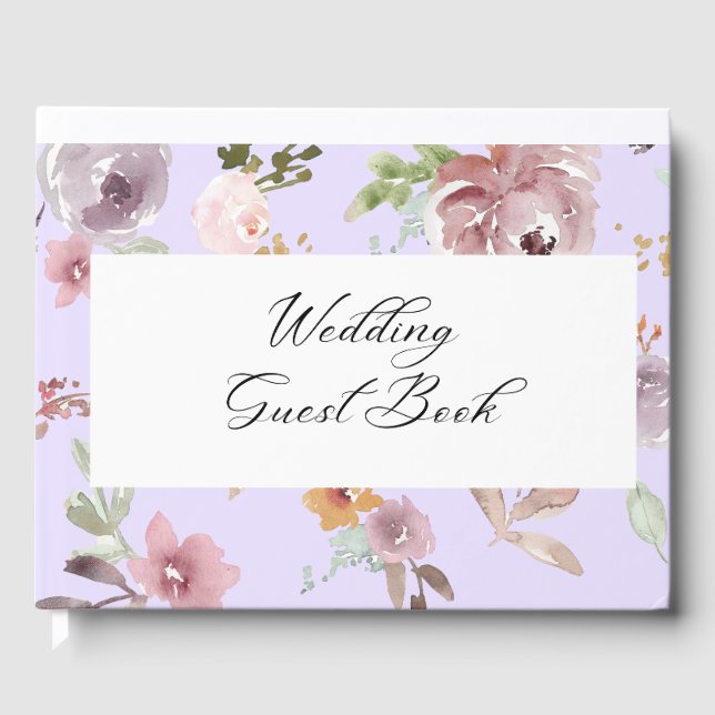 Libro De Visitas boda floral atercolor (Anverso)