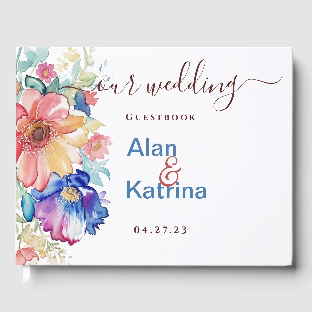 Libro De Visitas Boda floral audaz (Anverso)