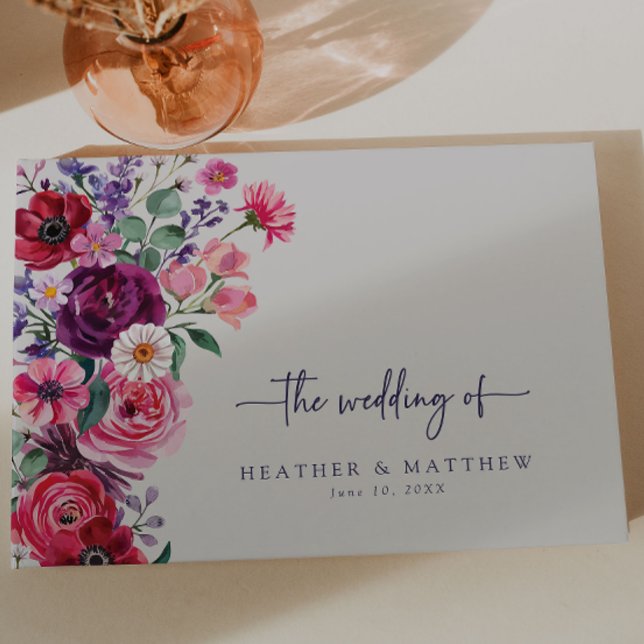 Libro De Visitas Boda floral audaz (Bold Jewel Toned Floral Wedding Guest Book by Painted Paperie
)