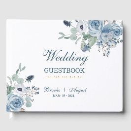 Libro De Visitas Boda Floral Azul