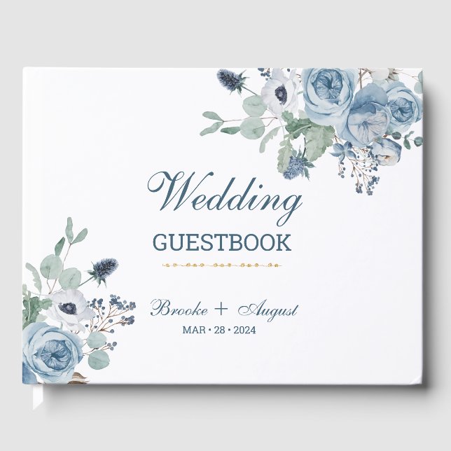 Libro De Visitas Boda Floral Azul (Anverso)