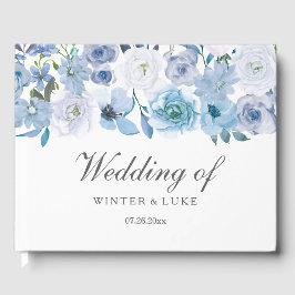Libro De Visitas Boda Floral Azul Dusty