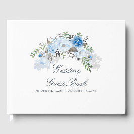 Libro De Visitas Boda Floral Azul Dusty