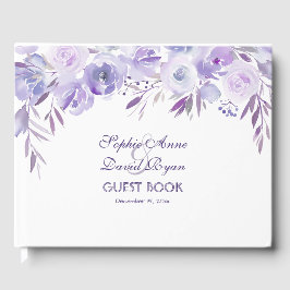 Libro De Visitas Boda floral azul turbio morado claro