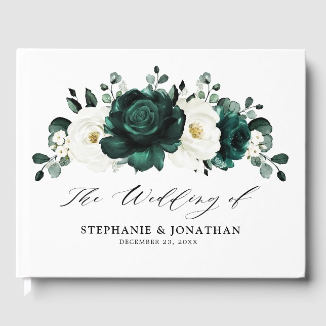 Libro De Visitas Boda floral blanca Eucalyptus (Anverso)
