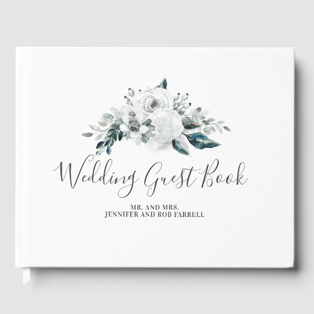 Libro De Visitas Boda floral blanco (Anverso)