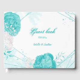 Libro De Visitas boda floral blanco turquesa