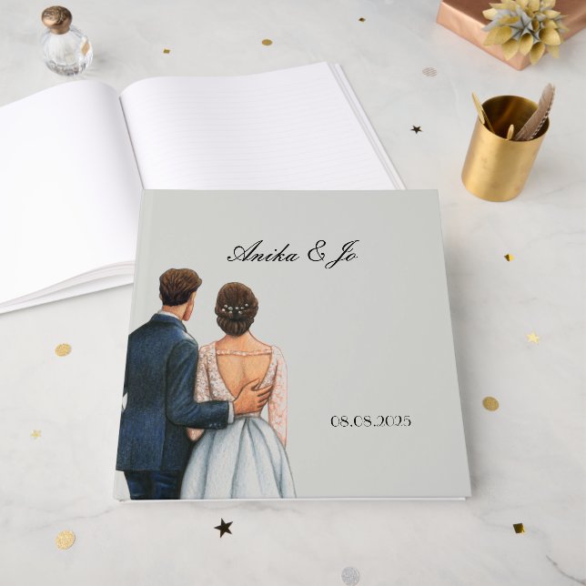 Libro De Visitas Boda floral botánica (Anverso Abierto)