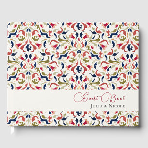 Libro De Visitas Boda floral botánica artística de lujo de Paisley