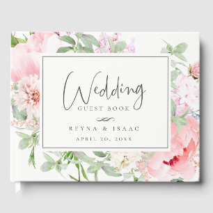 Libro De Visitas Boda floral botánico rosa Rubor