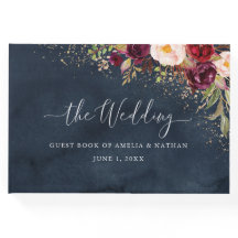 Boda Floral Burgundy Navy Polvo de Oro