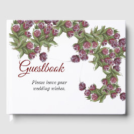 Libro De Visitas Boda floral con brotes de rosa