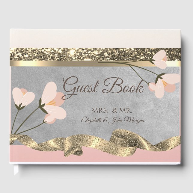 Libro De Visitas Boda Floral con Estilo Elegante (Anverso)