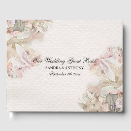 Libro De Visitas Boda floral de color de agua delgada