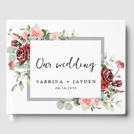 Libro De Visitas Boda Floral De Color Rosado Y De Color Rubor