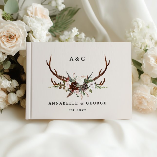 Libro De Visitas Boda Floral de Cuerno Rústico Boho Bosque (Subido por el creador)