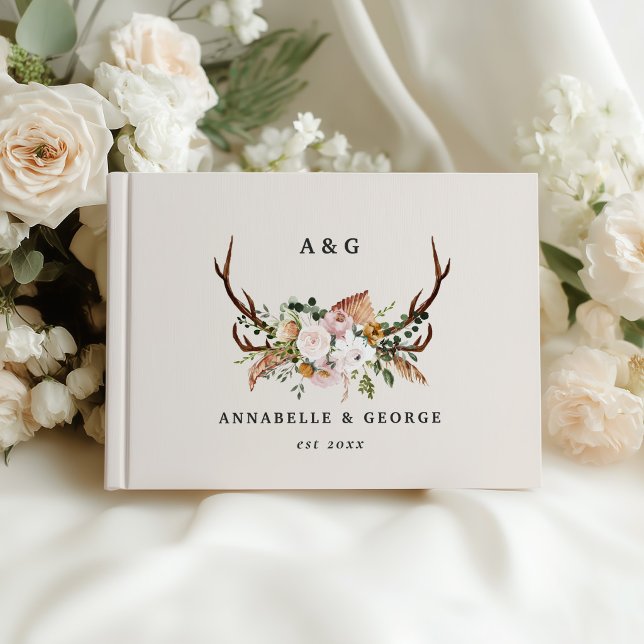 Libro De Visitas Boda Floral de Cuerno Rústico Boho Bosque (Subido por el creador)