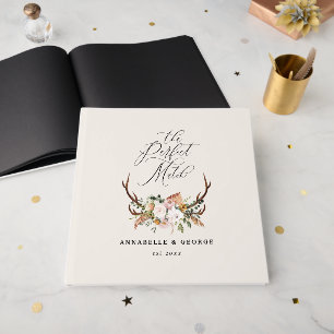 Libro De Visitas Boda Floral de Cuerno Rústico Boho Bosque Invitado