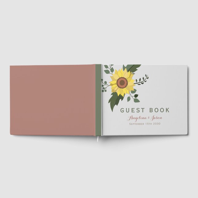 Libro De Visitas Boda Floral de Girasoles Rústicos (Lleno)