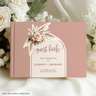 Libro De Visitas Boda floral de hierba rosa polvoriento clásico